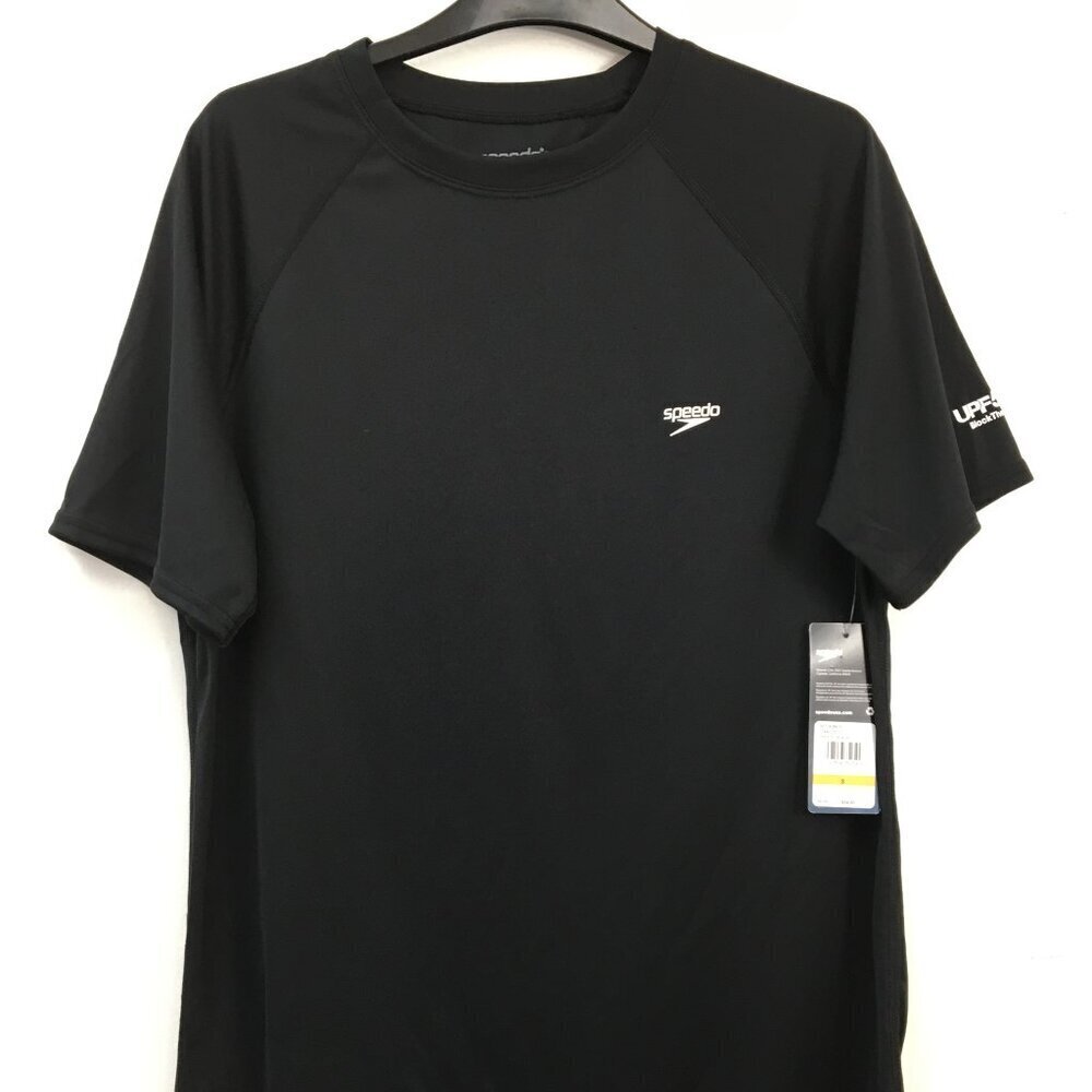 Speedo Mens UPF + 50 Black Swim Shirt Size S Brand NEW With Tags